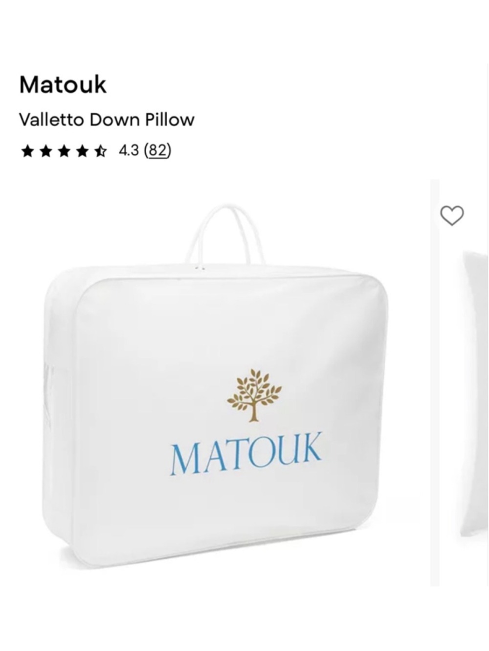 NWT Matouk Valletto Down Pillow Medium Firmness